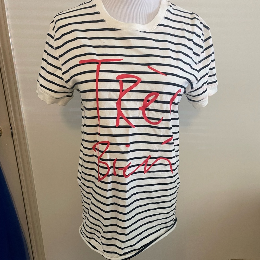 CHRLDR Black and White Striped Short Sleeve Tee